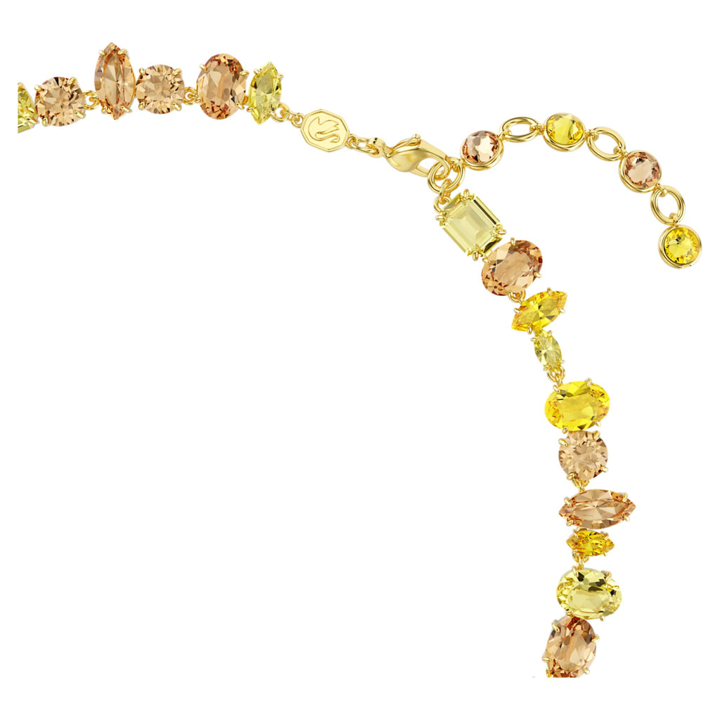Swarovski Gema necklace Mixed cuts, Yellow, 18K gold finish