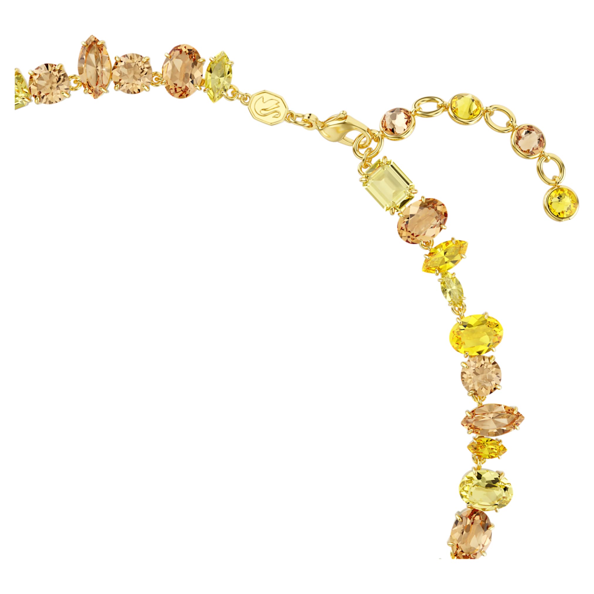 Swarovski Gema necklace Mixed cuts, Yellow, 18K gold finish