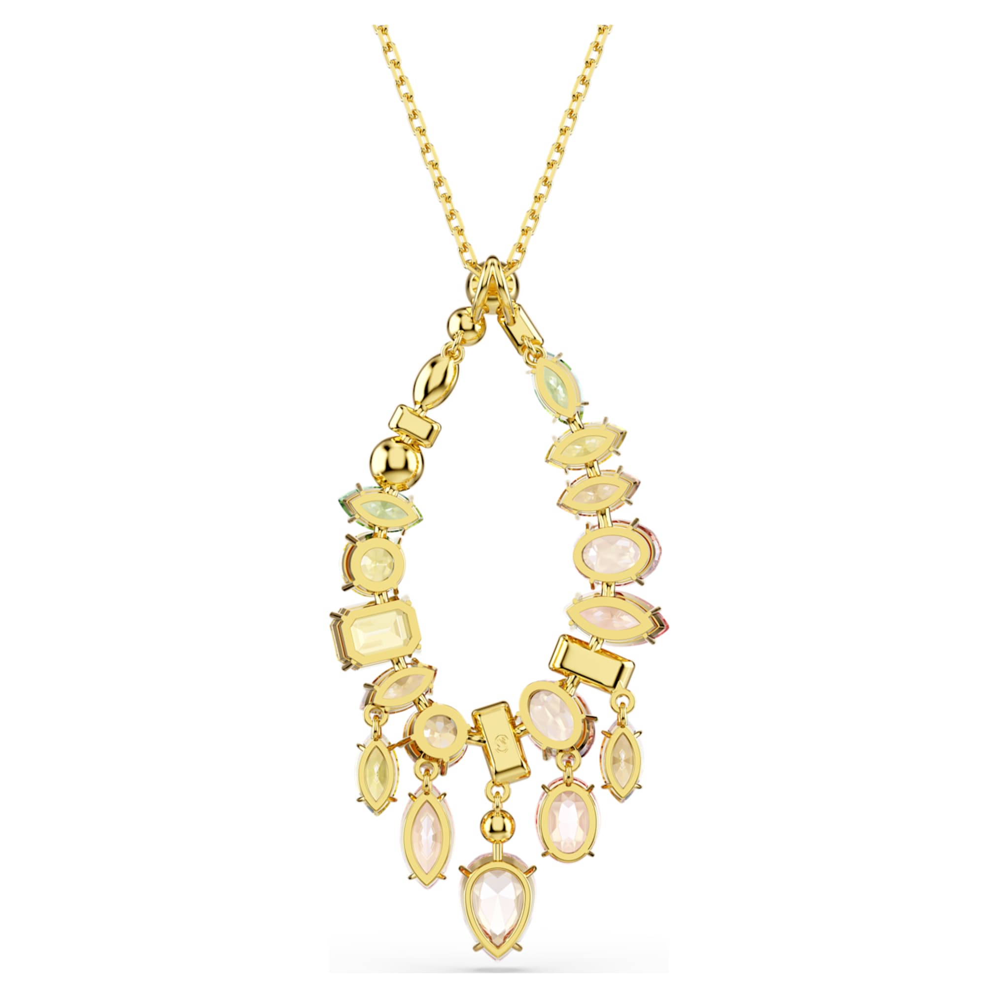 Swarovski Gema pendant Mixed cuts, Multicolored, 18K gold finish