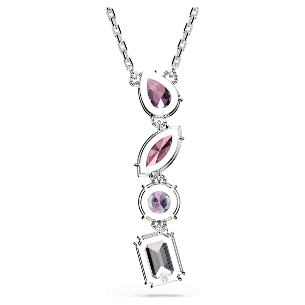 Swarovski Gema pendant Mixed cuts, Pink, Rhodium plated