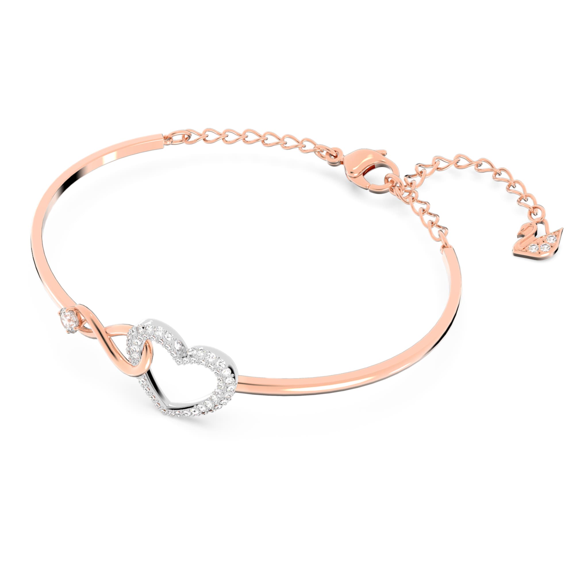 Swarovski Hyperbola bangle Infinity and heart, White, Mixed metal finish