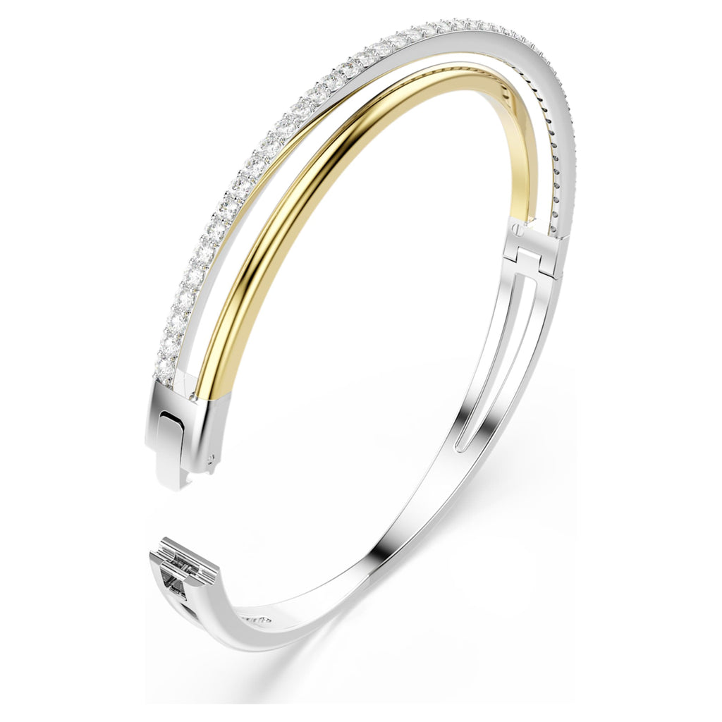 Swarovski Hyperbola bangle Round cut, White, Mixed metal finish