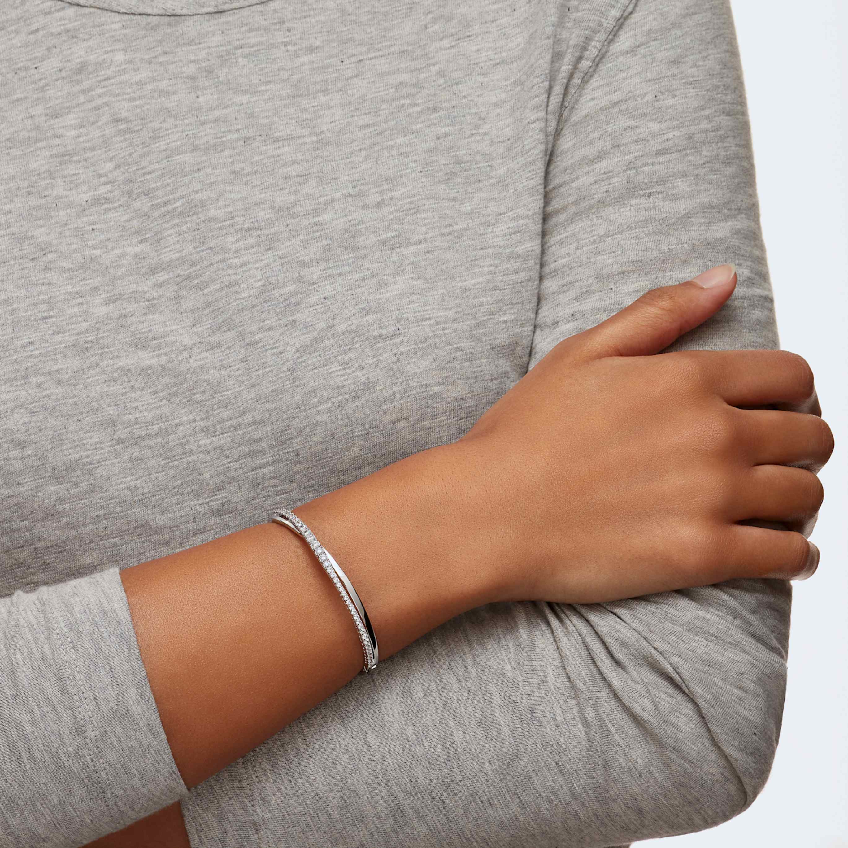 Swarovski Hyperbola bangle White, 18K rose gold finish