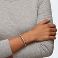 Swarovski Hyperbola bangle Round cut, White, Rhodium plated