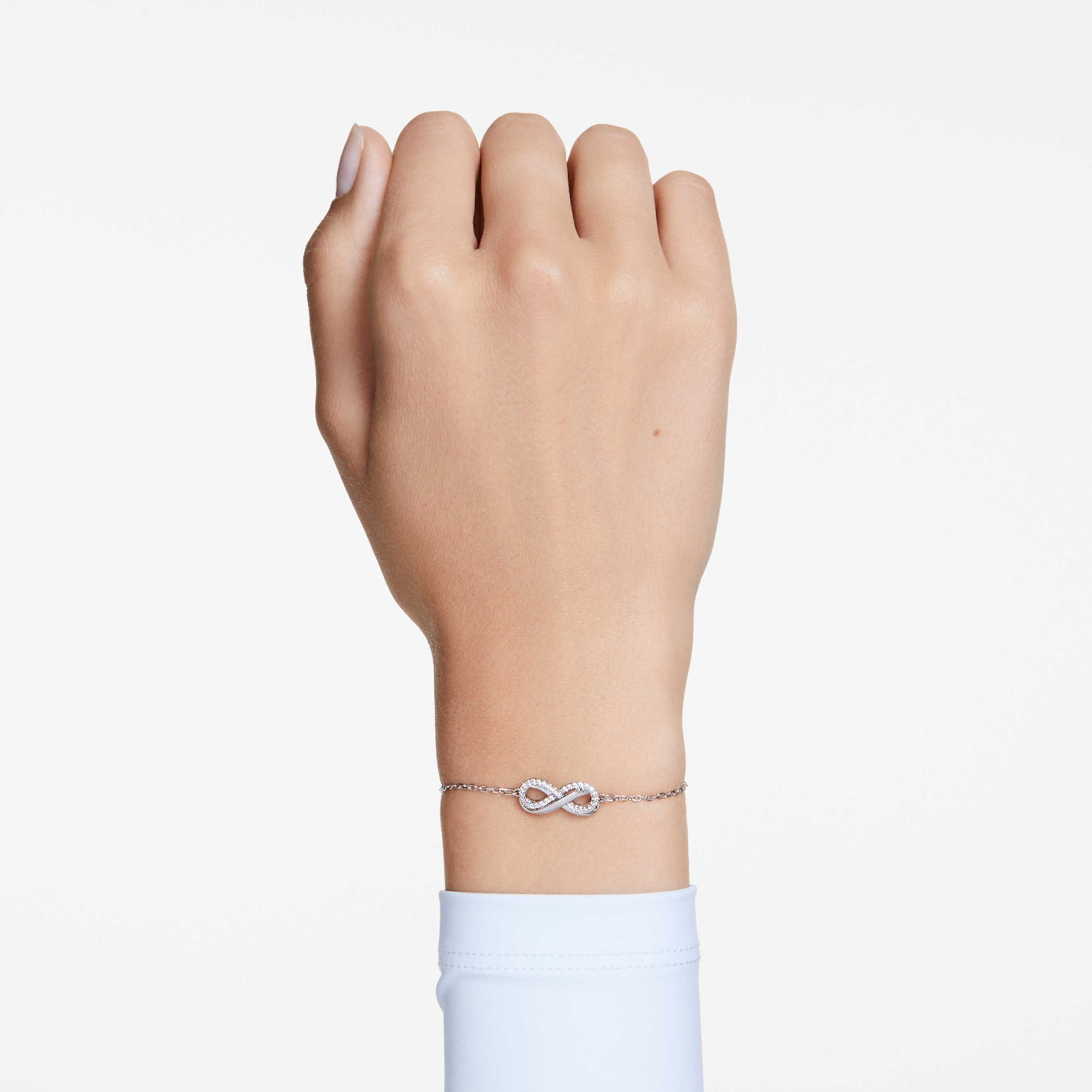 Swarovski Hyperbola bracelet Infinity, White, Rhodium plated