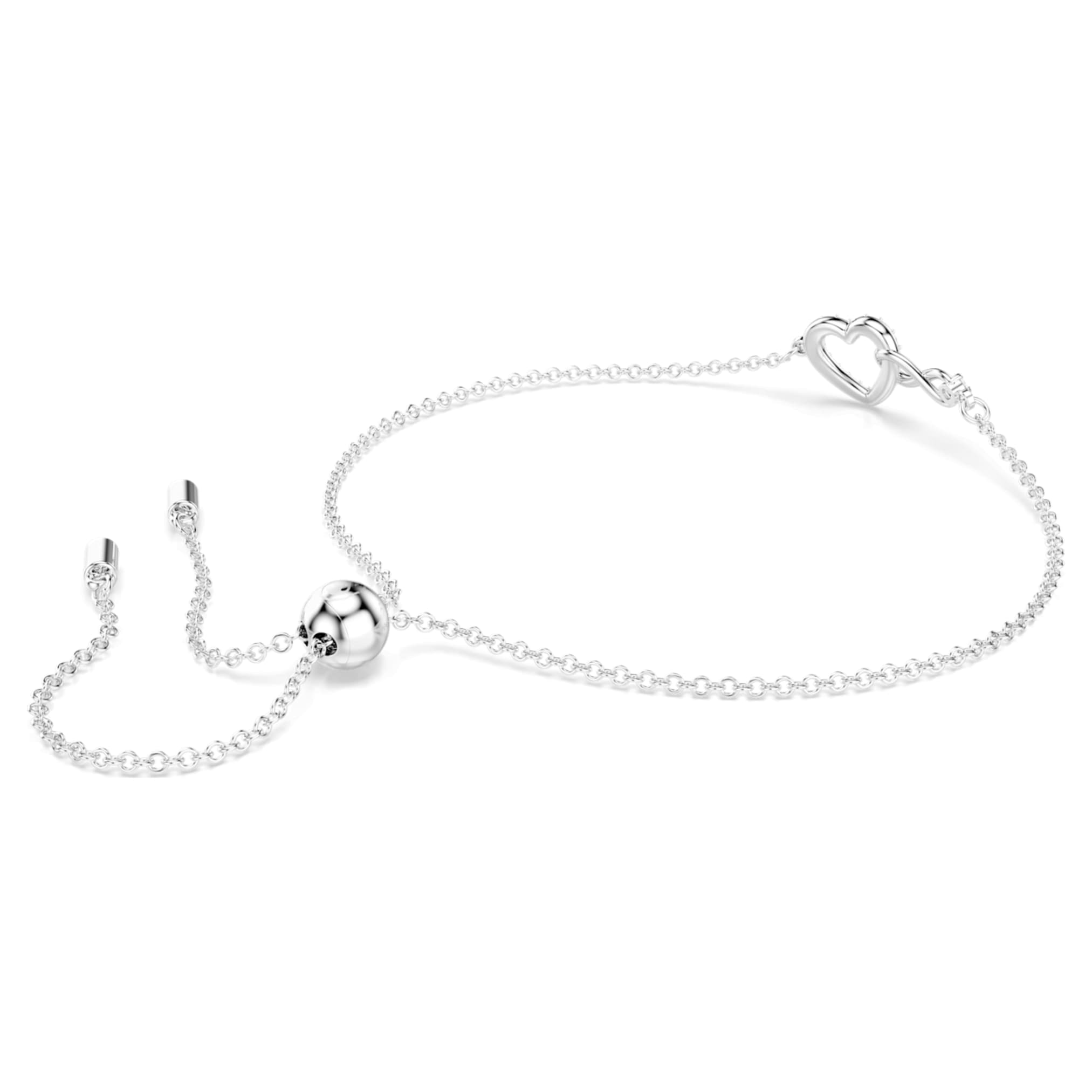 Swarovski Hyperbola bracelet Infinity and heart, White, Rhodium plated