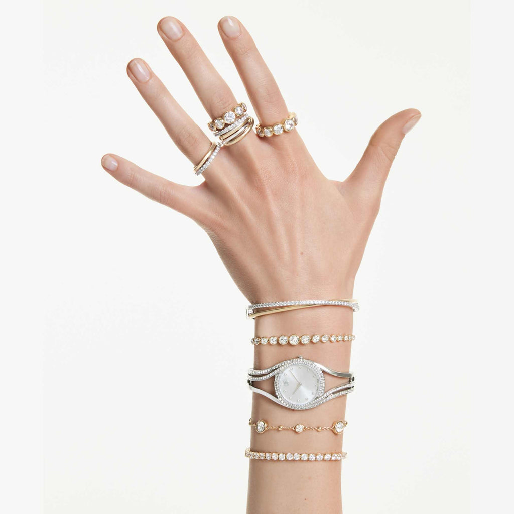 Swarovski Hyperbola cocktail ring Round cut, White, Mixed metal finish