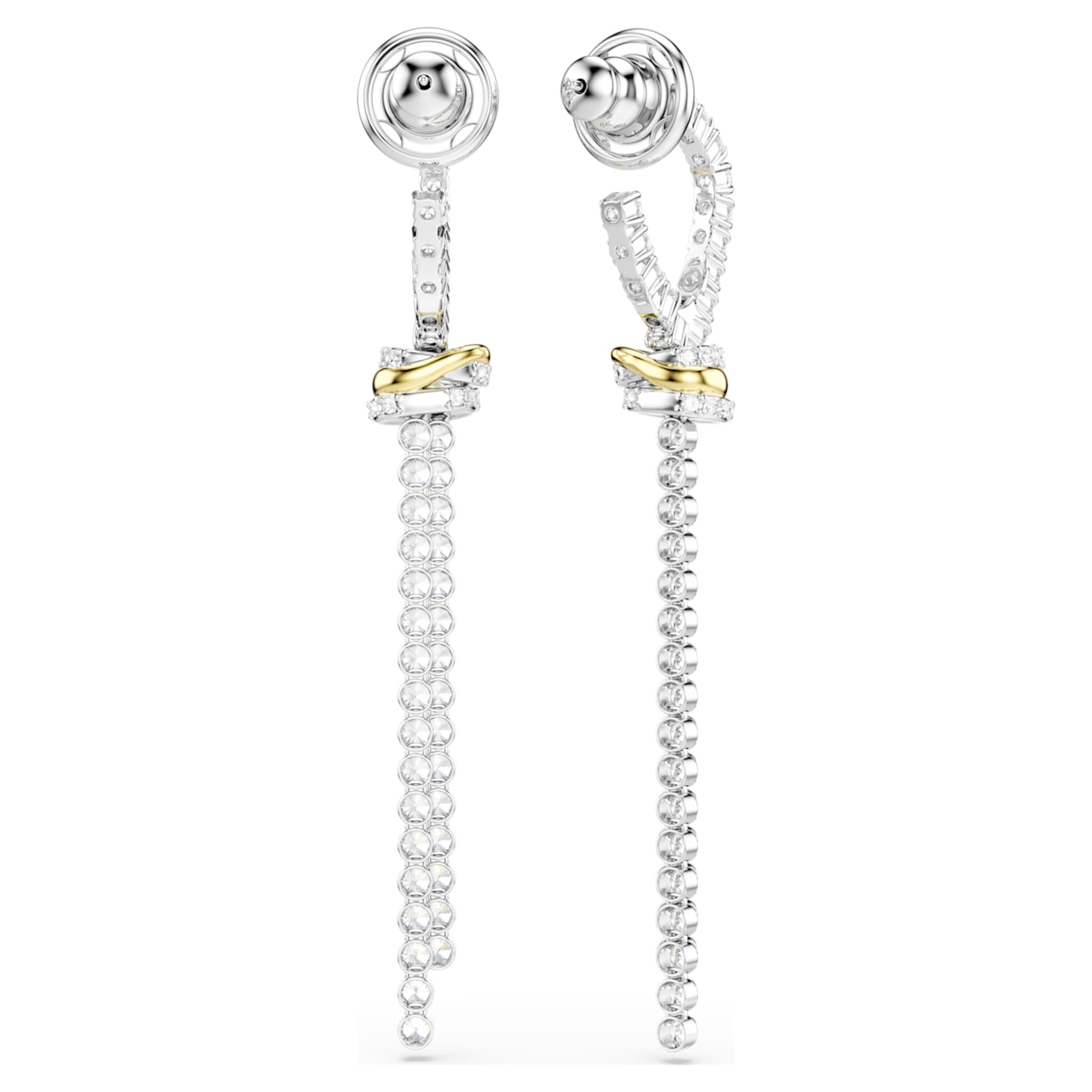 Swarovski Hyperbola drop earrings Round cut, Knot, White, Mixed metal finish
