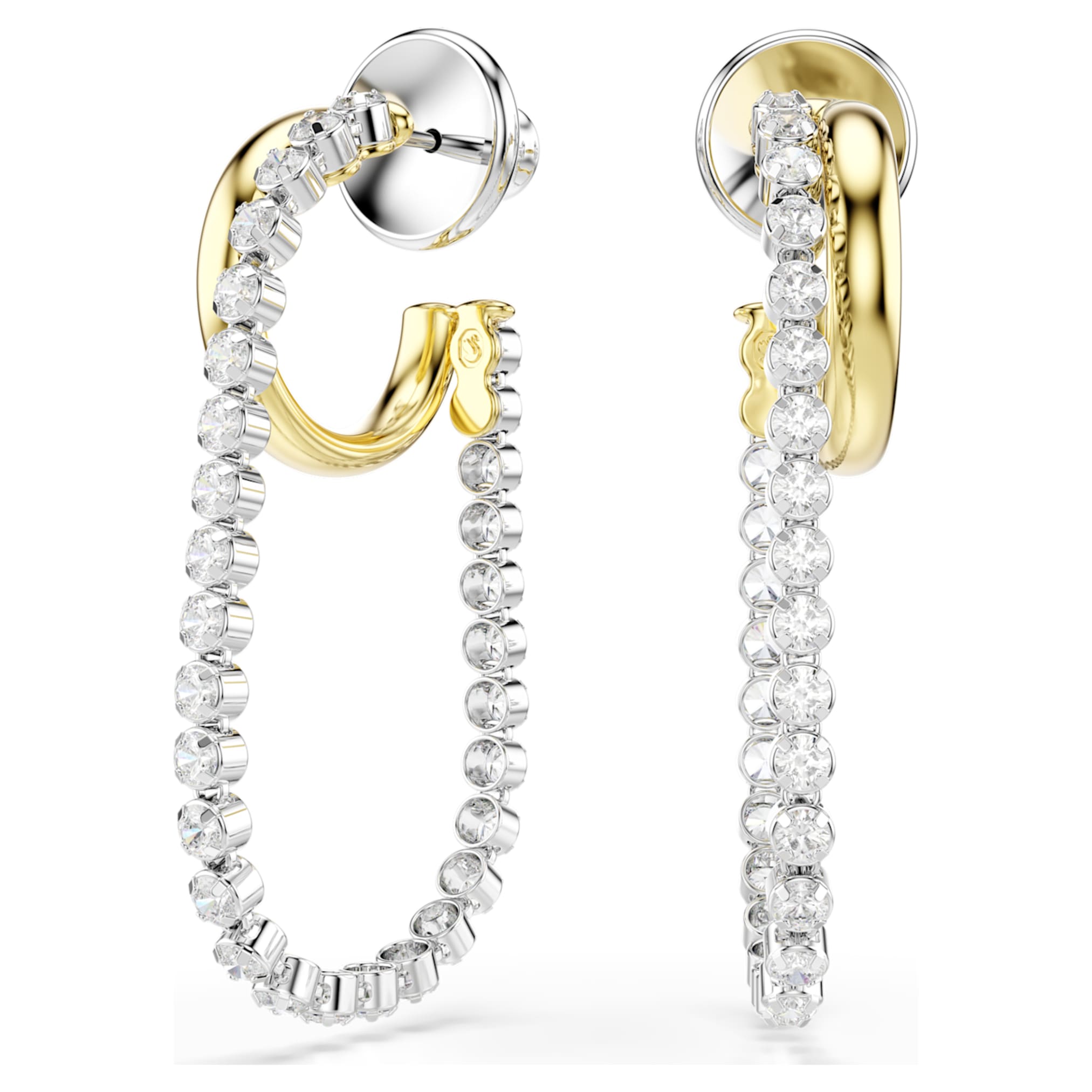 Swarovski Hyperbola earrings Round cut, White, Mixed metal finish