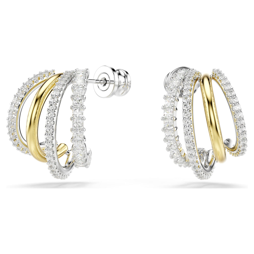Swarovski Hyperbola hoop earrings Mixed cuts, Mini, White, Mixed metal finish