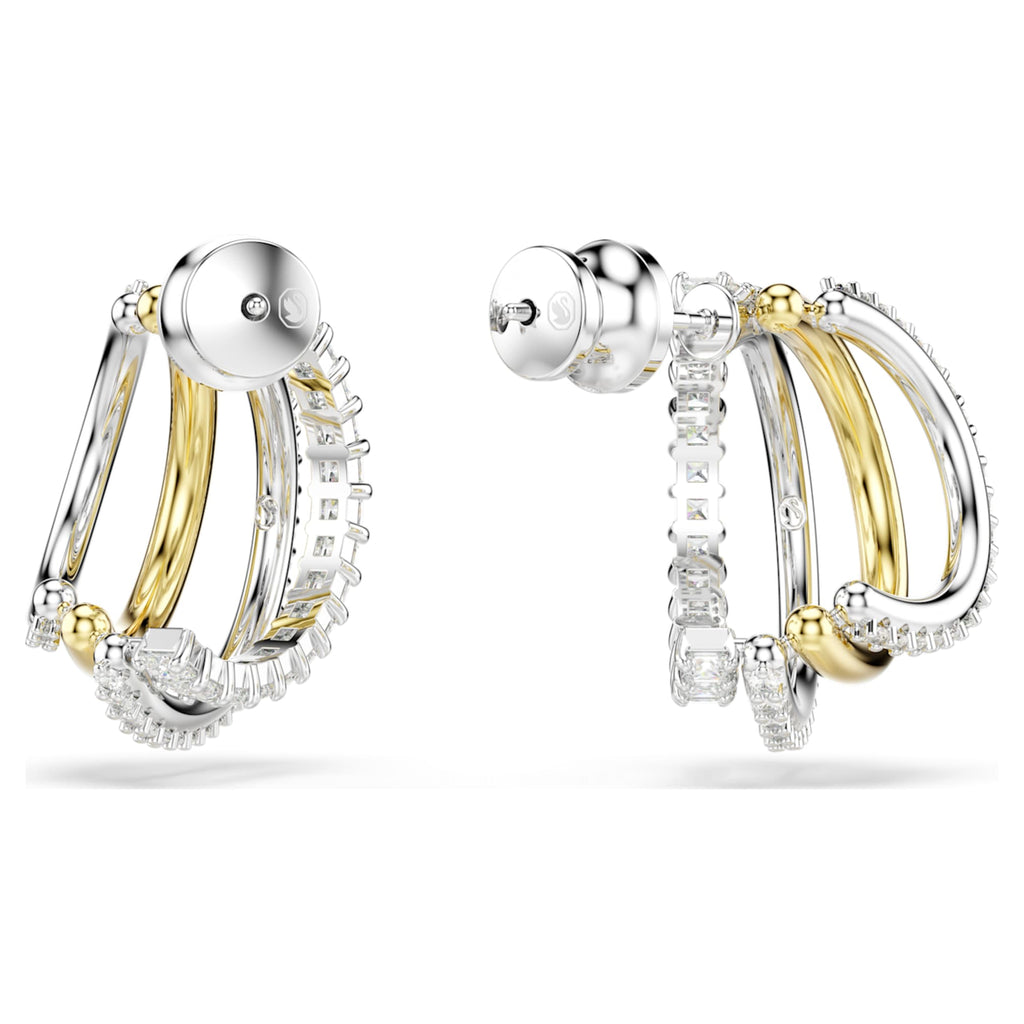 Swarovski Hyperbola hoop earrings Mixed cuts, Mini, White, Mixed metal finish