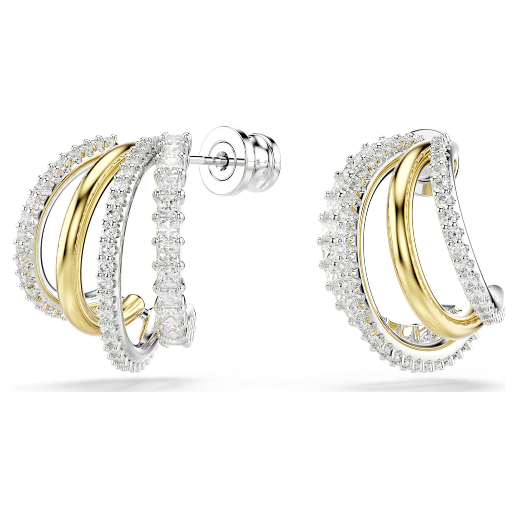 Swarovski Hyperbola hoop earrings Mixed cuts, Mini, White, Mixed metal finish