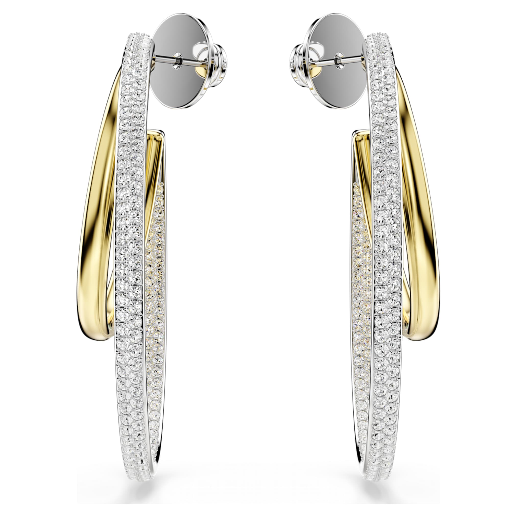 Swarovski Hyperbola hoop earrings Round cut, Medium, White, Mixed metal finish