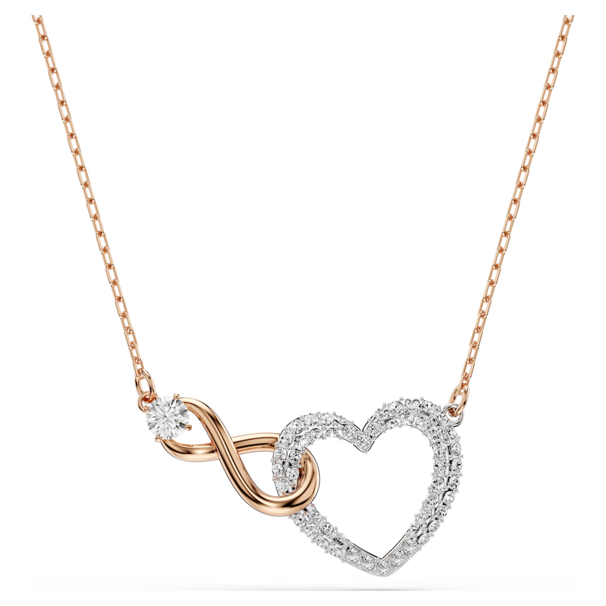 Swarovski Hyperbola necklace Infinity and heart, White, Mixed metal finish
