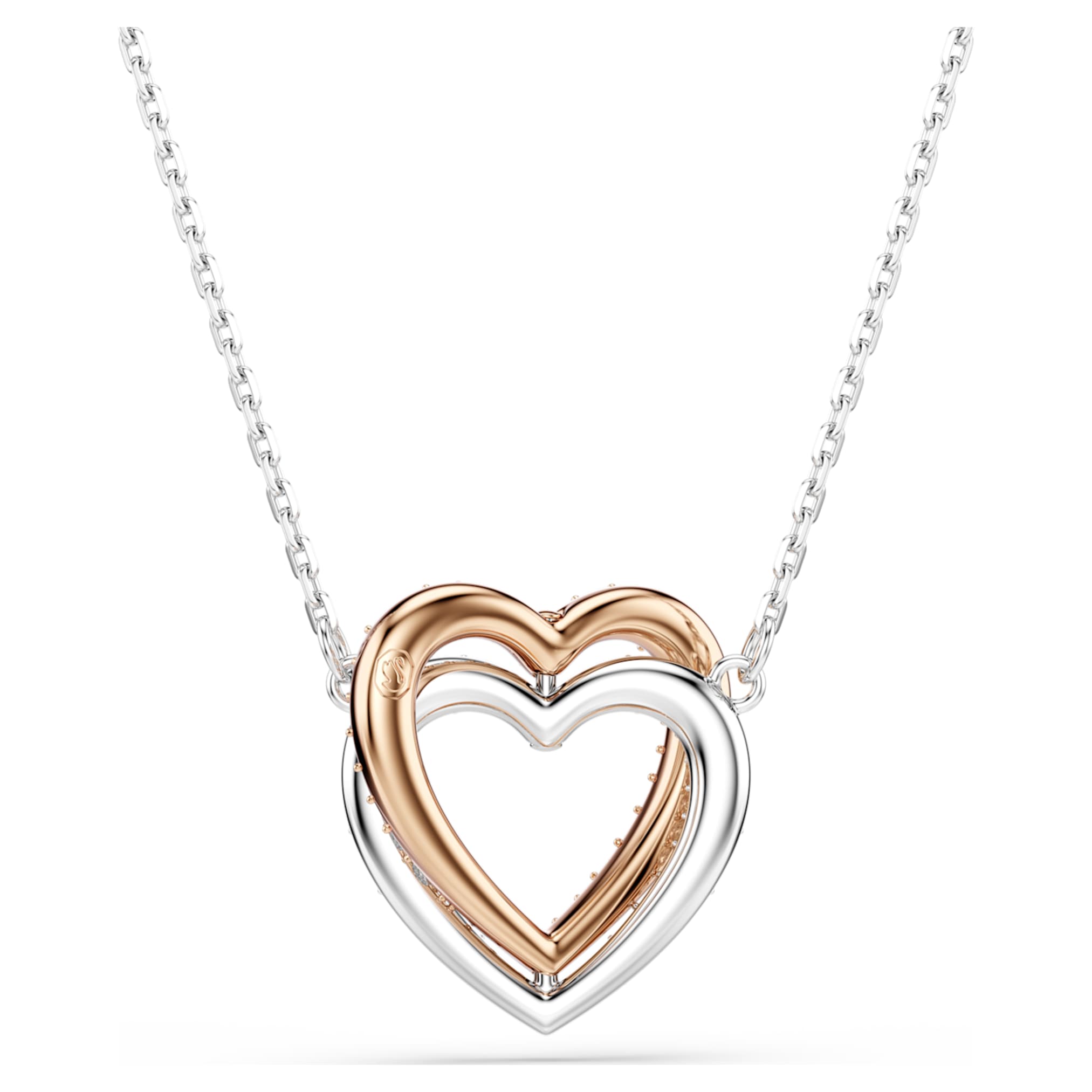 Swarovski Hyperbola necklace Round cut, Heart, White, Mixed metal finish