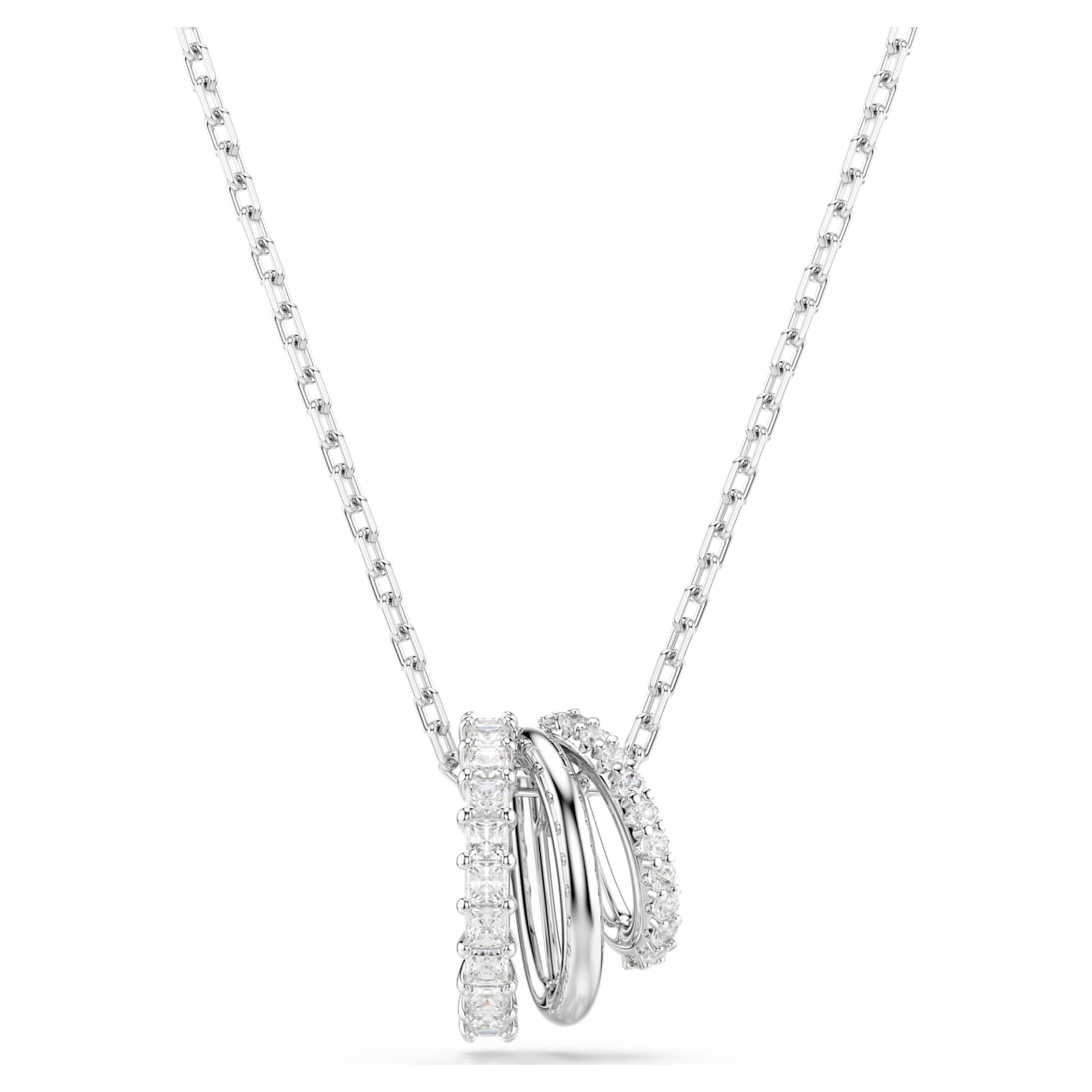 Swarovski Hyperbola pendant Round cut, White, Rhodium plated