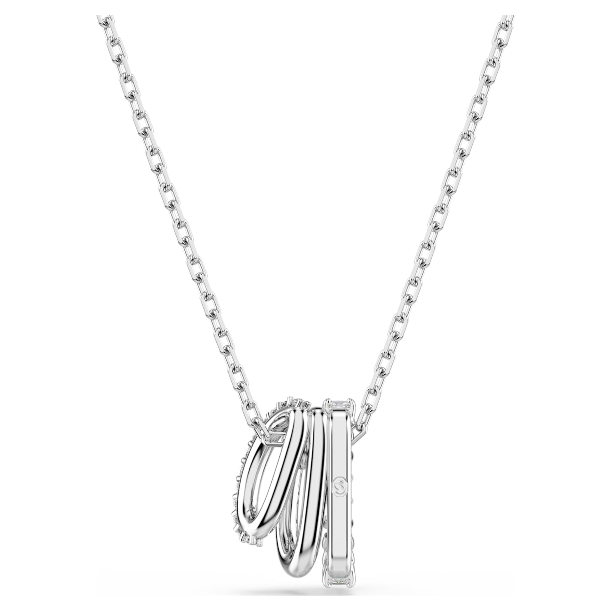 Swarovski Hyperbola pendant Round cut, White, Rhodium plated
