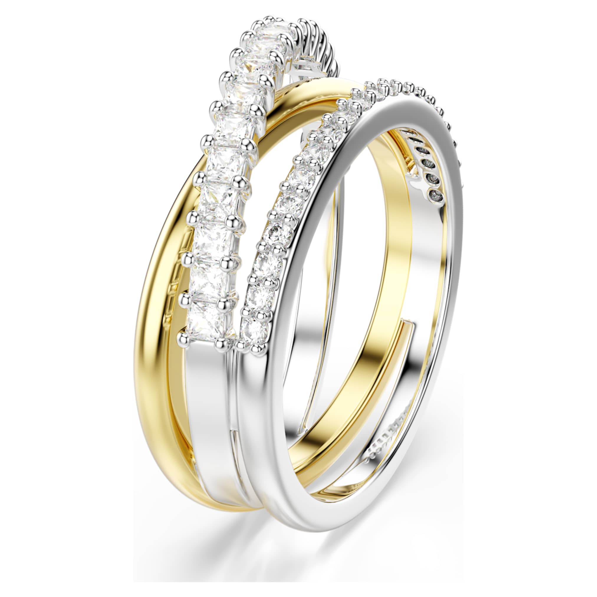 Swarovski Hyperbola ring Mixed cuts, White, Mixed metal finish