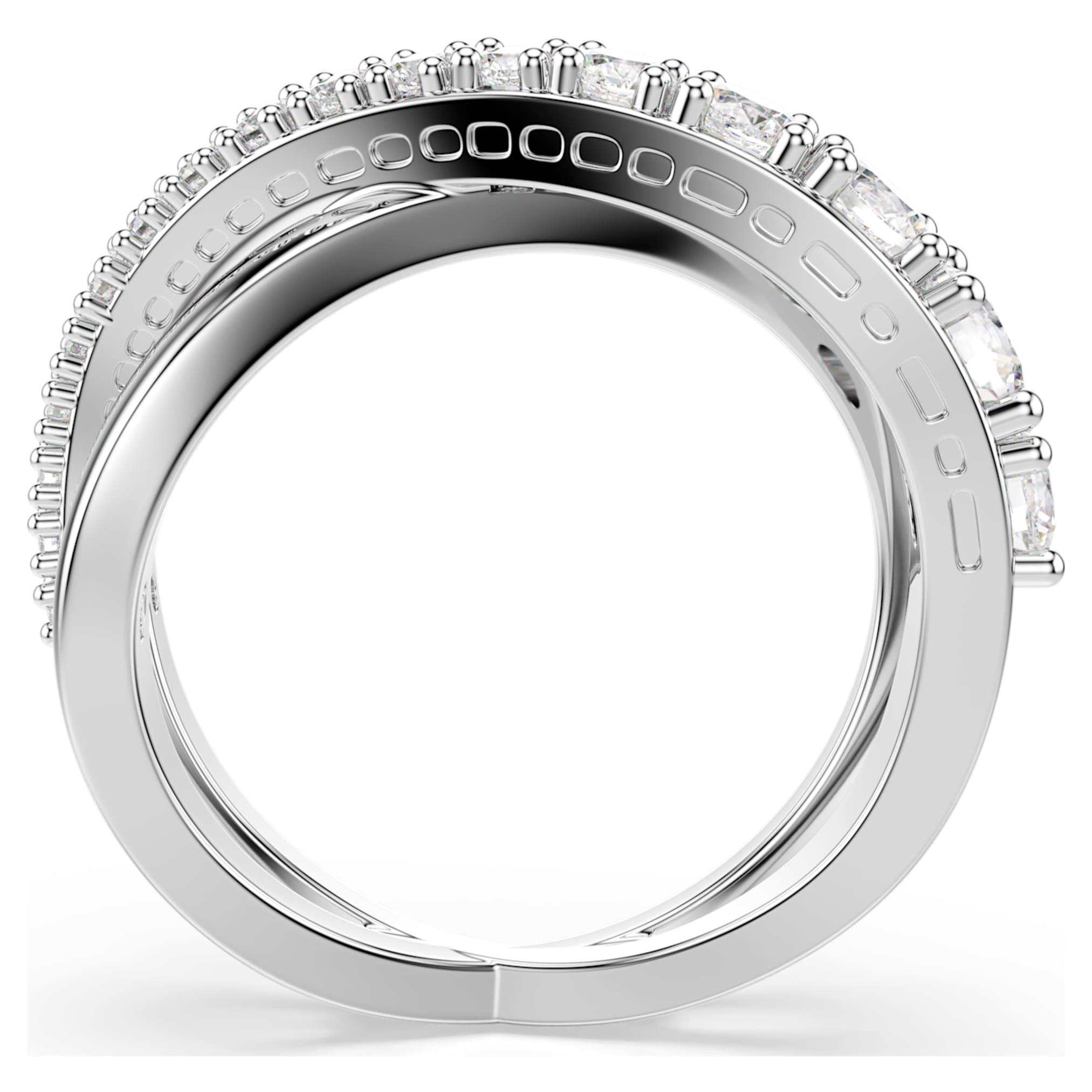 Swarovski Hyperbola ring Mixed cuts, White, Silver-tone finish