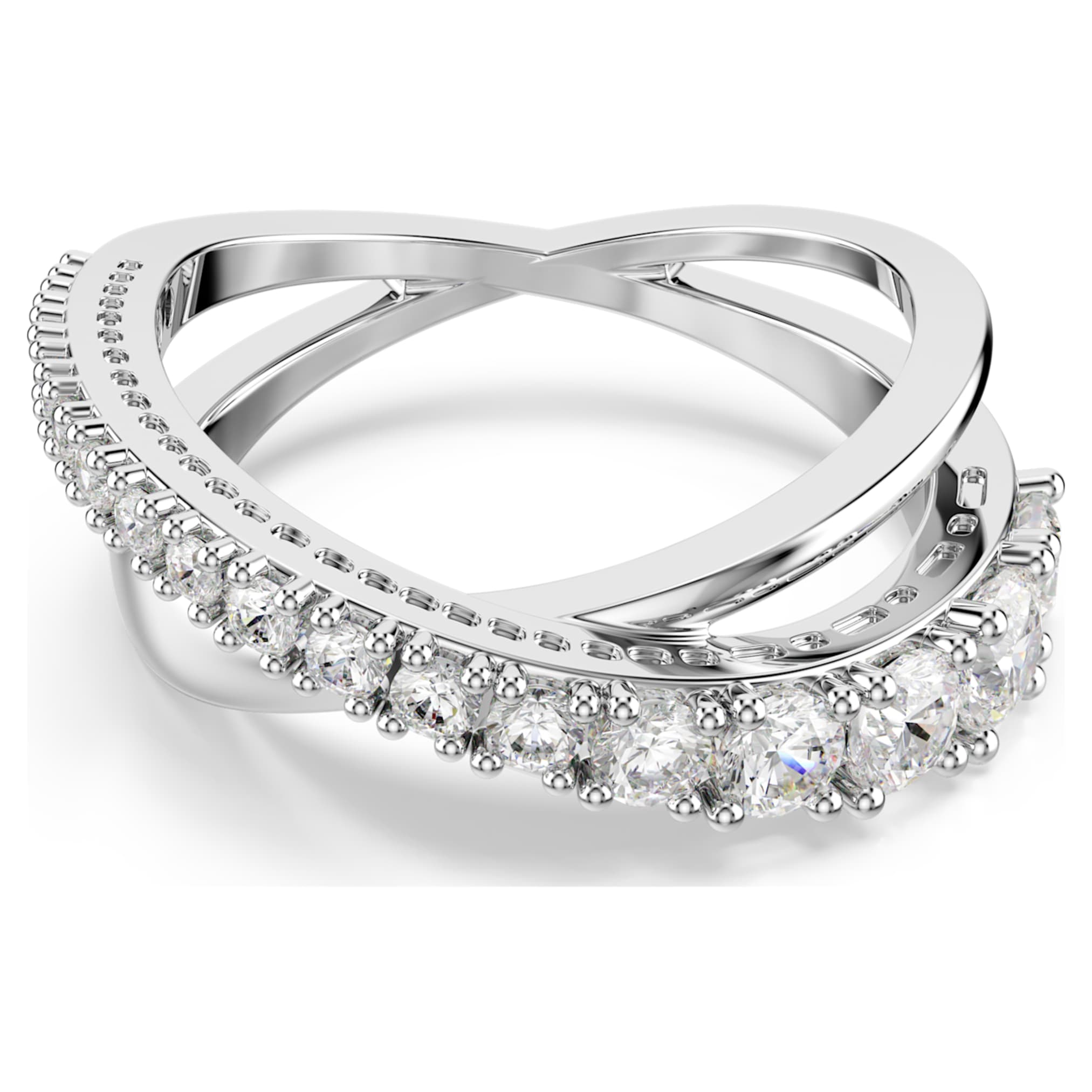 Swarovski Hyperbola ring Mixed cuts, White, Silver-tone finish