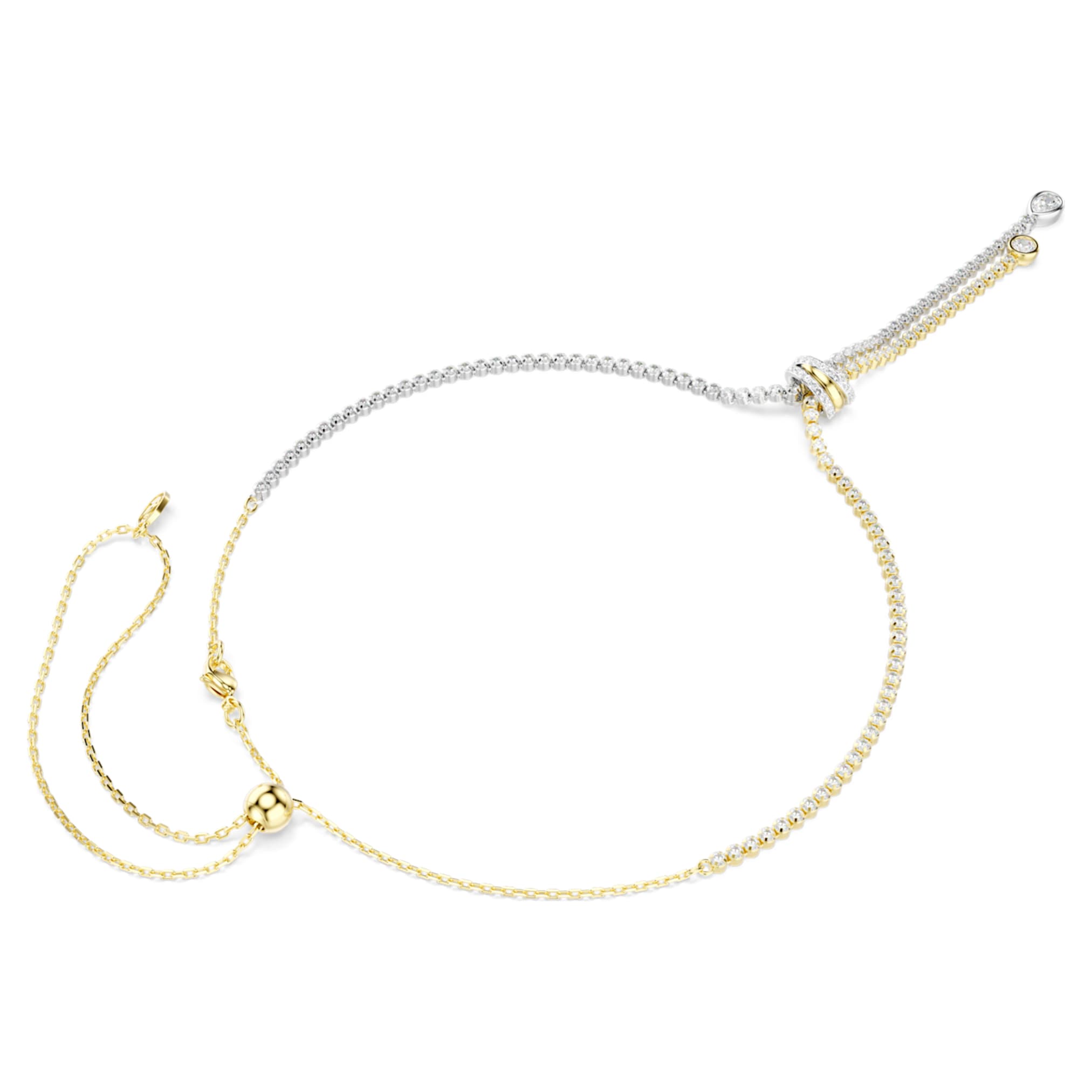 Swarovski Hyperbola Y necklace Round cut, Knot, White, Mixed metal finish