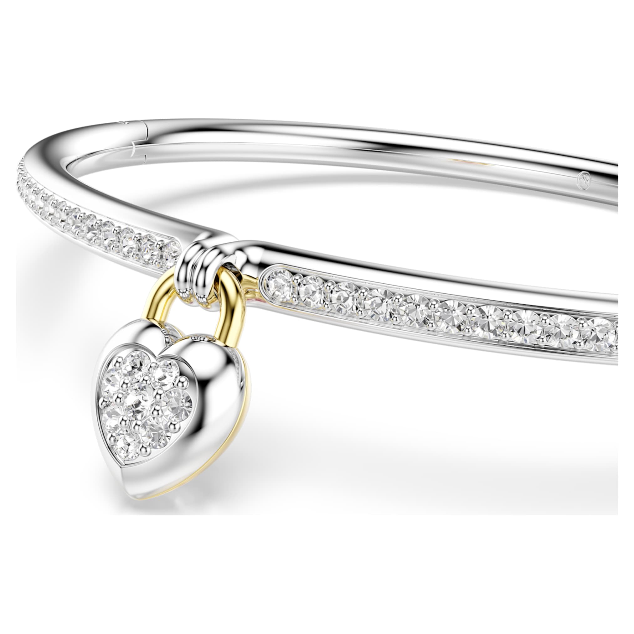Swarovski Idyllia bangle Mixed cuts, Heart, Pink, Mixed metal finish