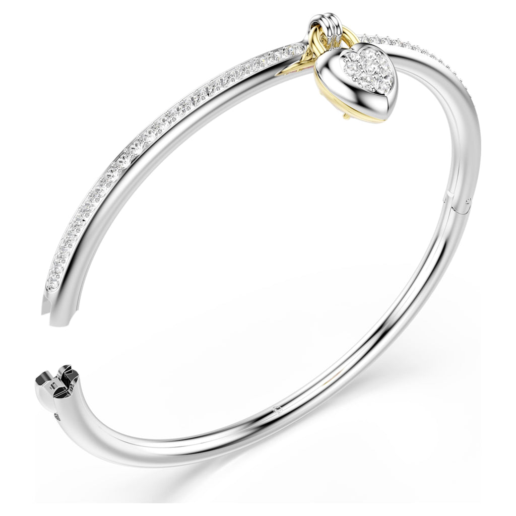Swarovski Idyllia bangle Mixed cuts, Heart, Pink, Mixed metal finish