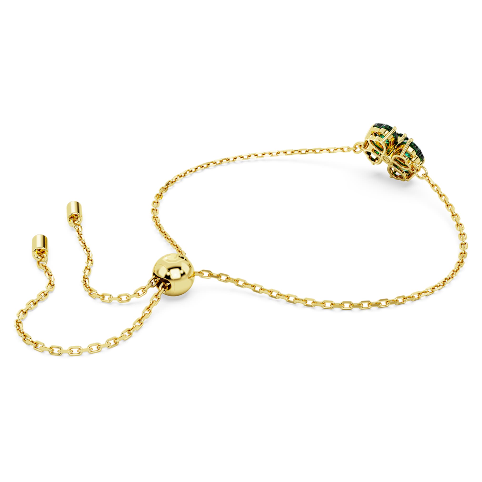Swarovski Idyllia bracelet Mixed cuts, Clover, Green, 18K gold finish