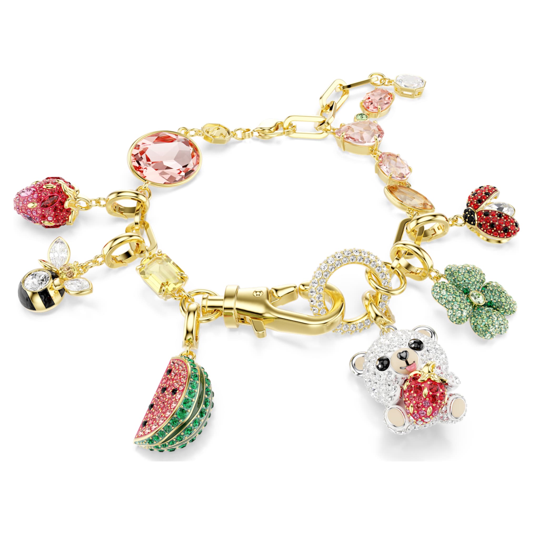 Swarovski Idyllia bracelet Mixed cuts, Mixed motifs, Multicolored, 18K gold finish
