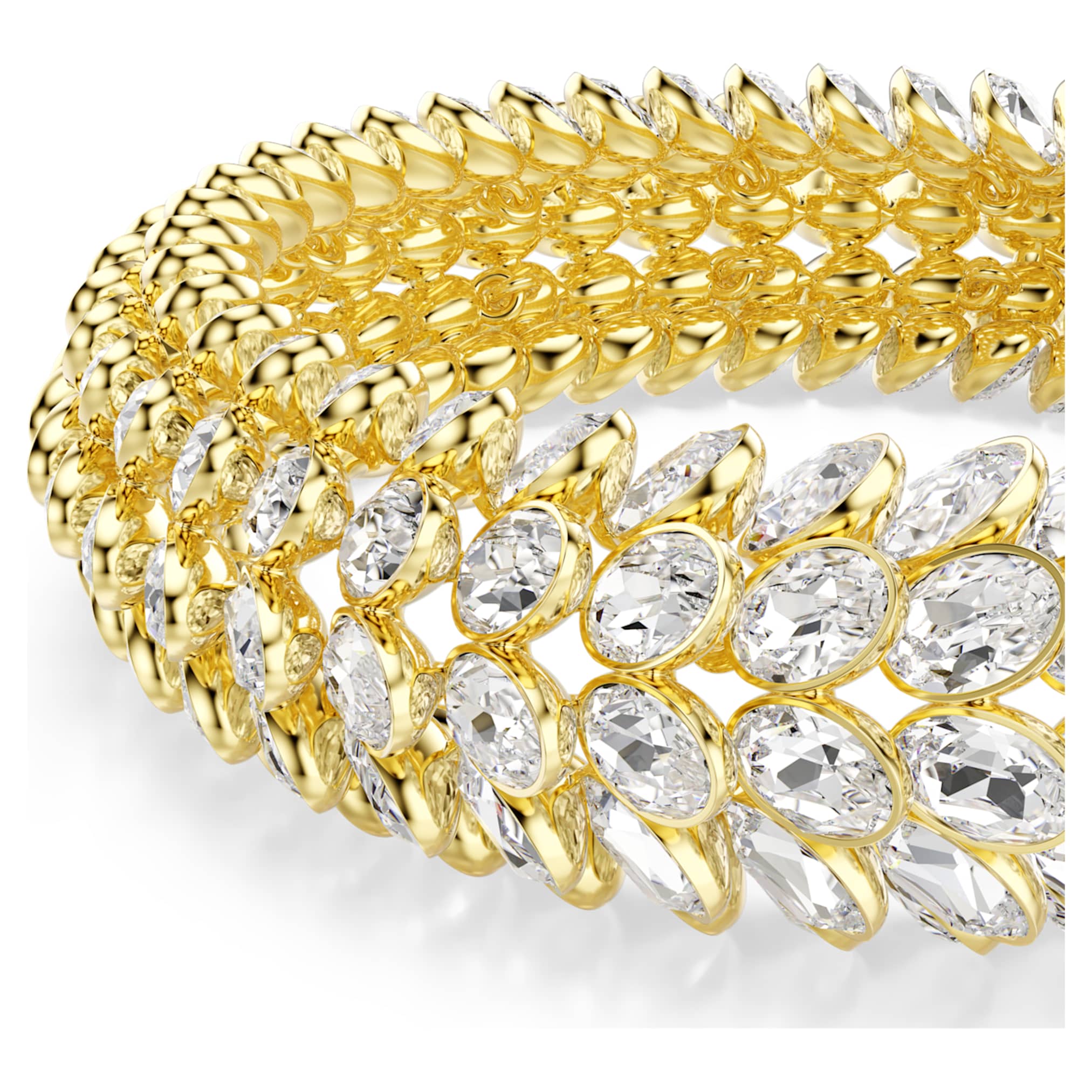 Swarovski Idyllia bracelet Oval cut, White, 18K gold finish