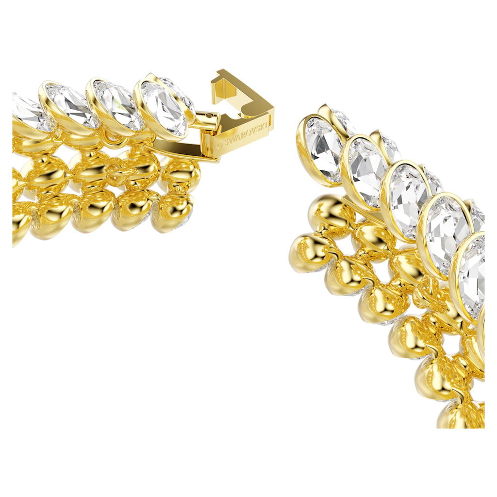 Swarovski Idyllia bracelet Oval cut, White, 18K gold finish