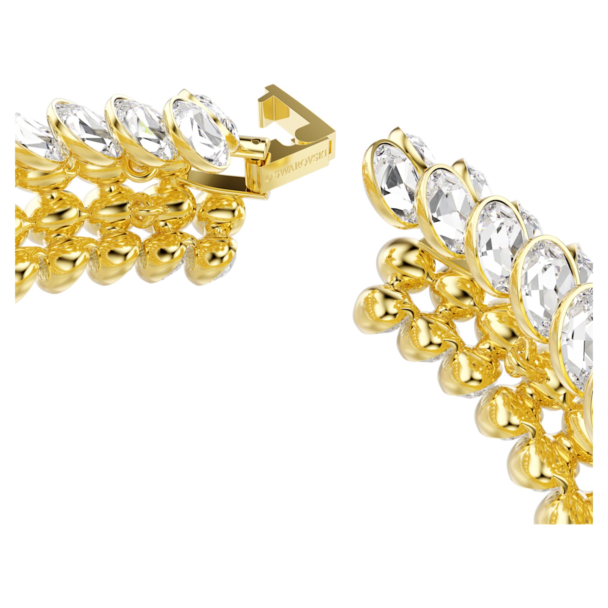 Swarovski Idyllia bracelet Oval cut, White, 18K gold finish