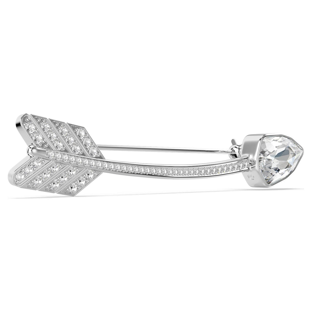 Swarovski Idyllia brooch Mixed cuts, Arrow, White, Rhodium plated