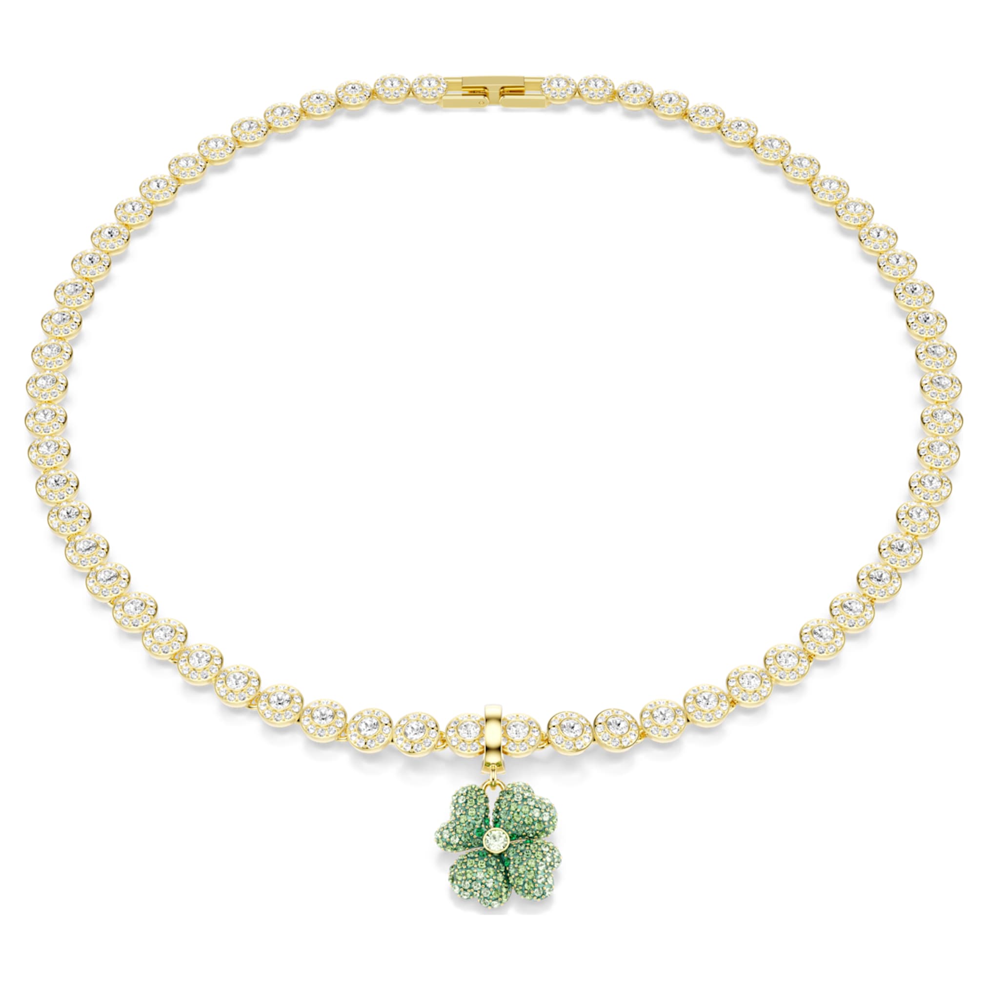 Swarovski Idyllia charm Clover, Green, 18K gold finish