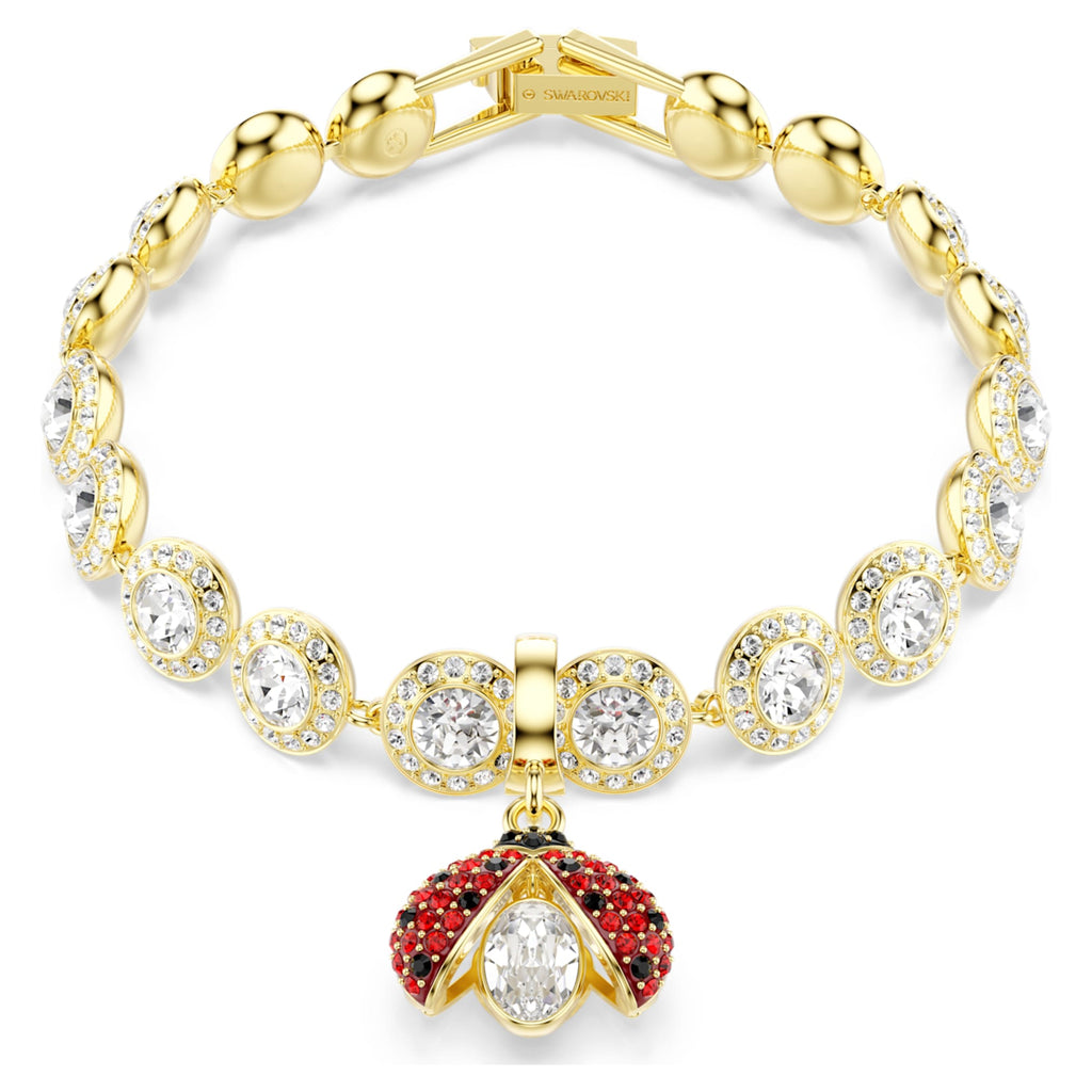 Swarovski Idyllia charm Mixed cuts, Ladybug, Red, 18K gold finish
