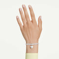 Swarovski Idyllia charm Mixed cuts, Pearl-colored coating, Heart, White, Rhodium plated