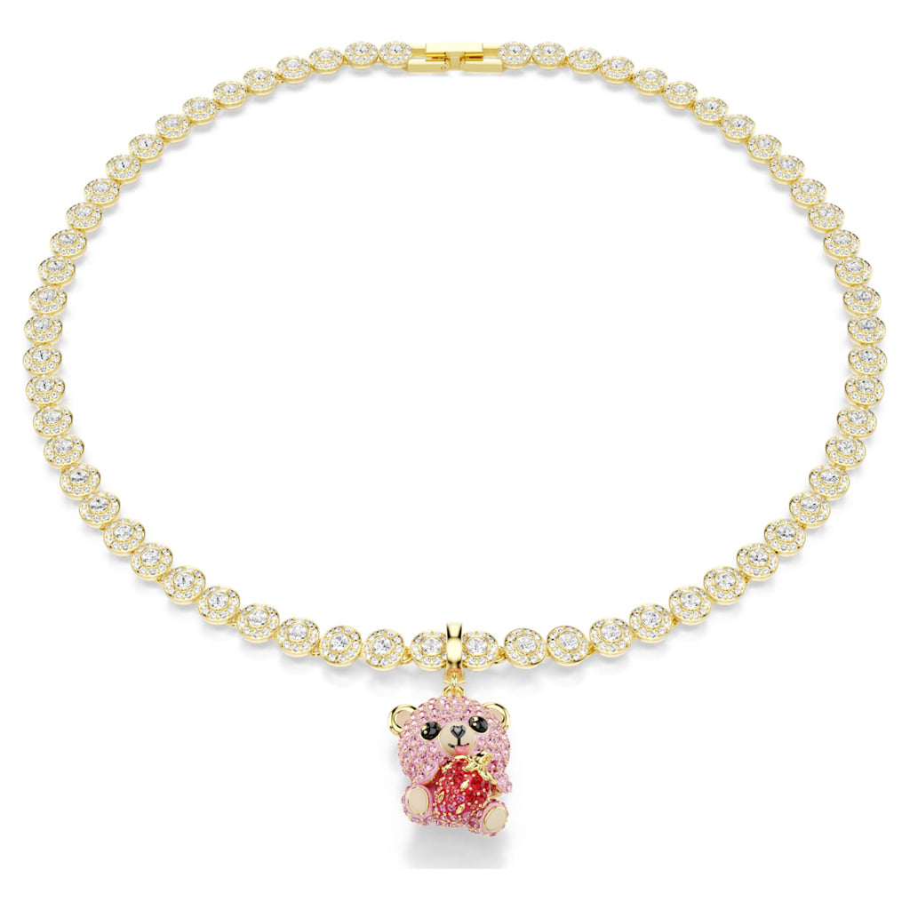 Swarovski Idyllia charm Mixed cuts, Teddy, Pink, 18K gold finish
