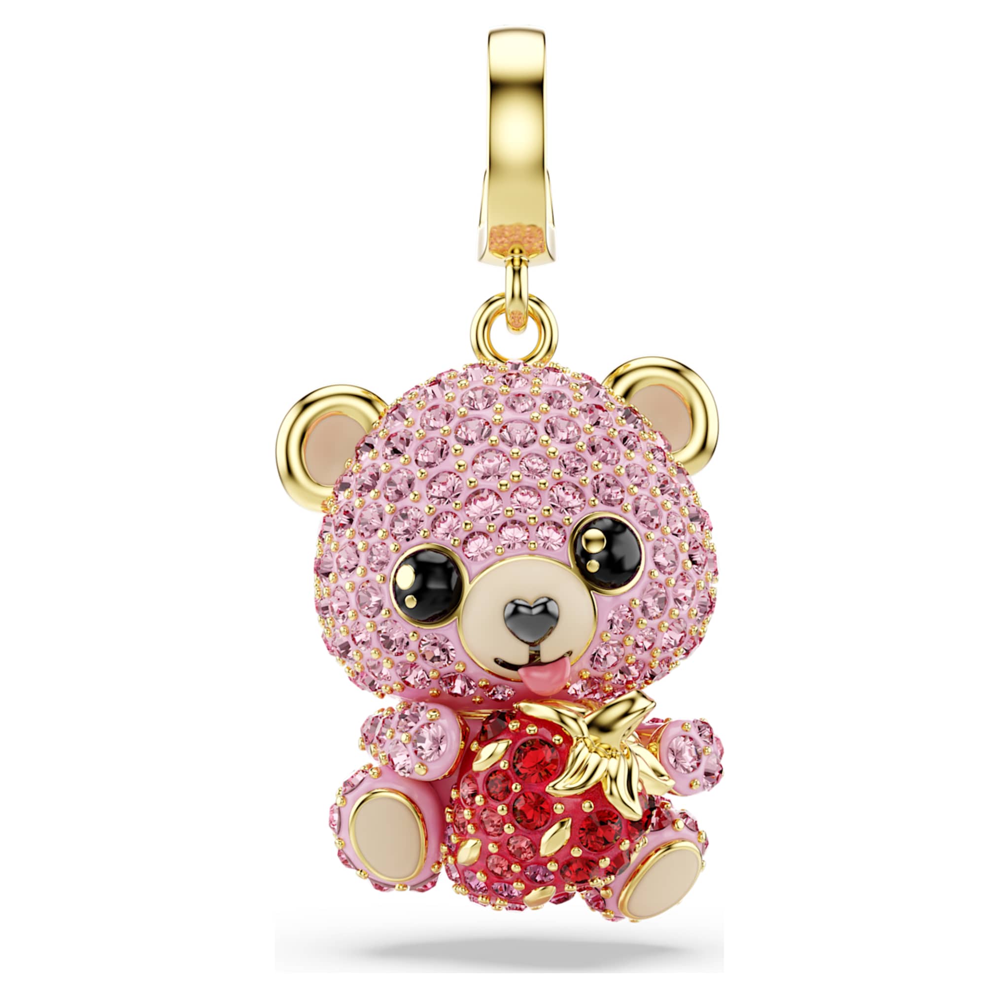 Swarovski Idyllia charm Mixed cuts, Teddy, Pink, 18K gold finish