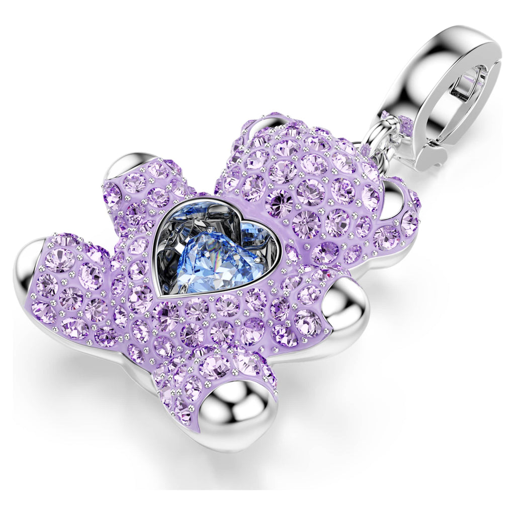 Swarovski Idyllia charm Mixed cuts, Teddy, Purple, Rhodium plated