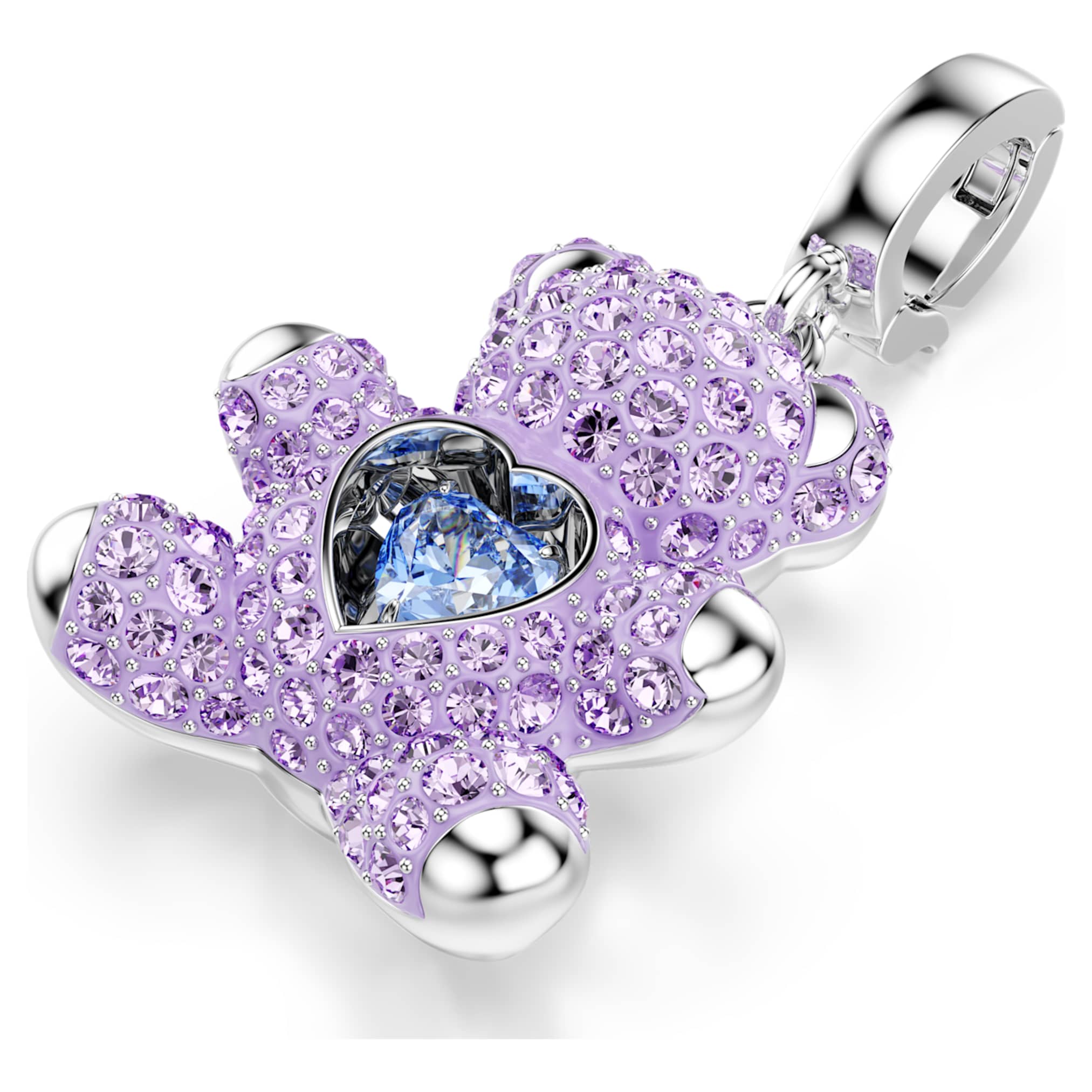 Swarovski Idyllia charm Mixed cuts, Teddy, Purple, Rhodium plated