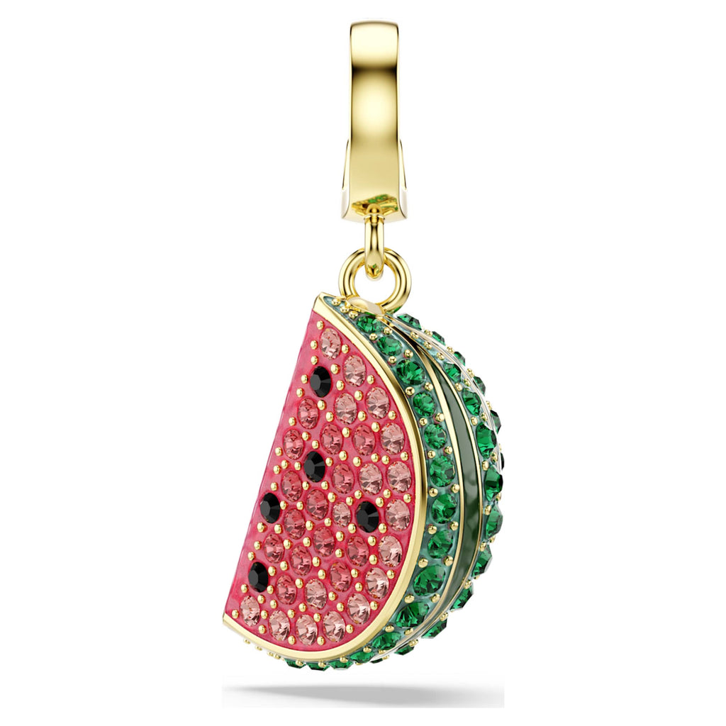 Swarovski Idyllia charm Mixed cuts, Watermelon, Multicolored, 18K gold finish