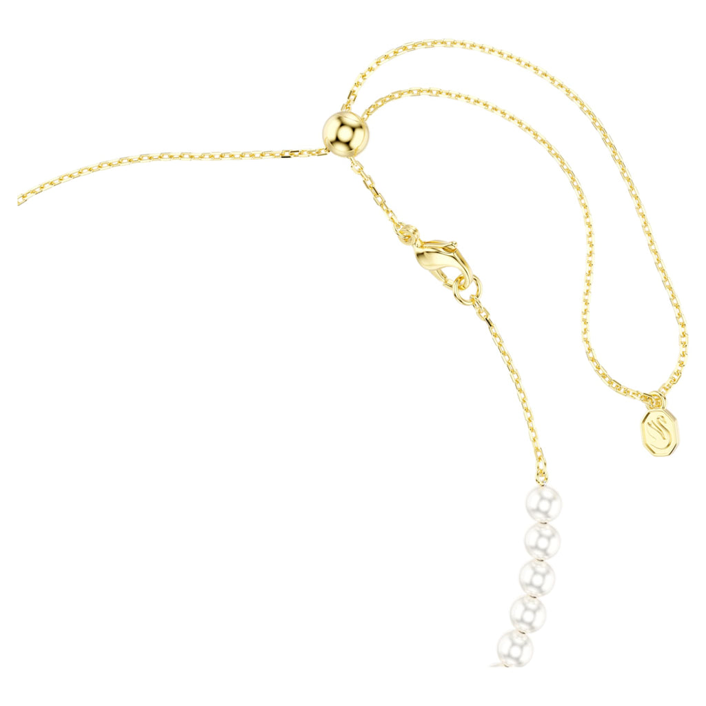 Swarovski Idyllia choker Crystal pearl, Mixed cuts, Bee, White, 18K gold finish