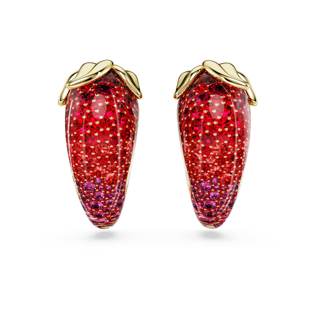 Swarovski Idyllia clip earrings Red, 18K gold finish