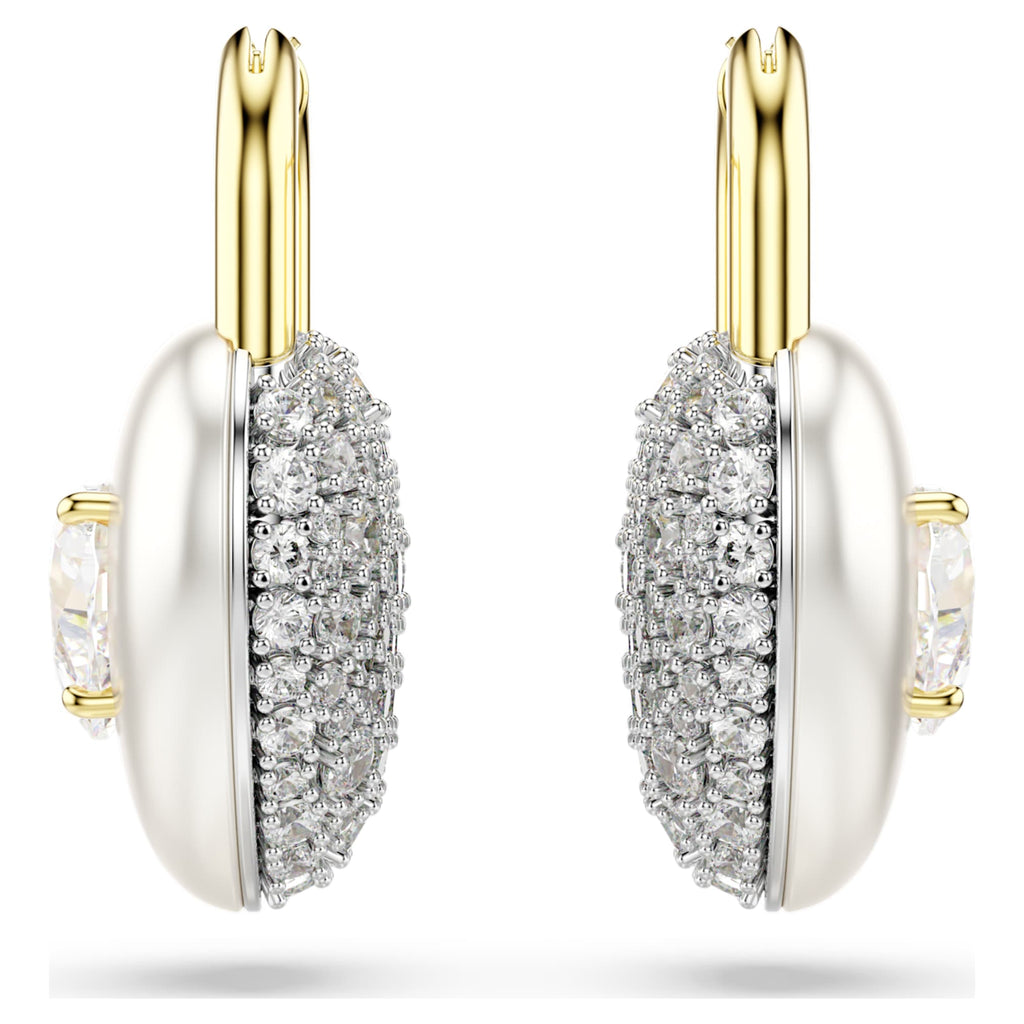 Swarovski Idyllia drop earrings Mixed cuts, Heart, White, 18K gold finish
