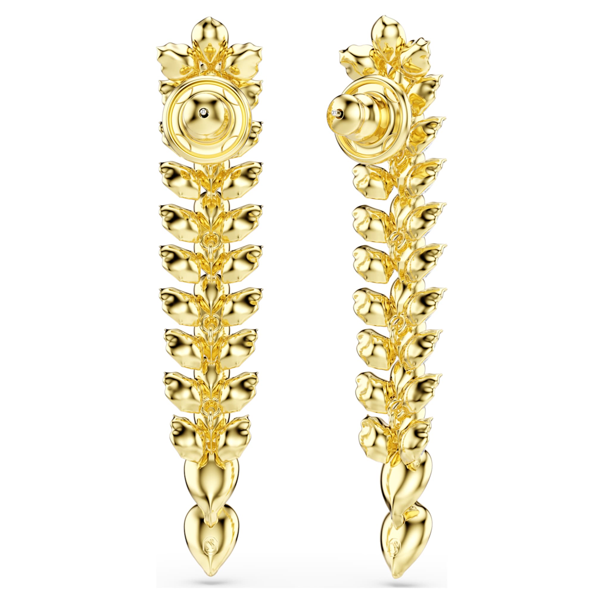 Swarovski Idyllia drop earrings Mixed cuts, Long, White, 18K gold finish