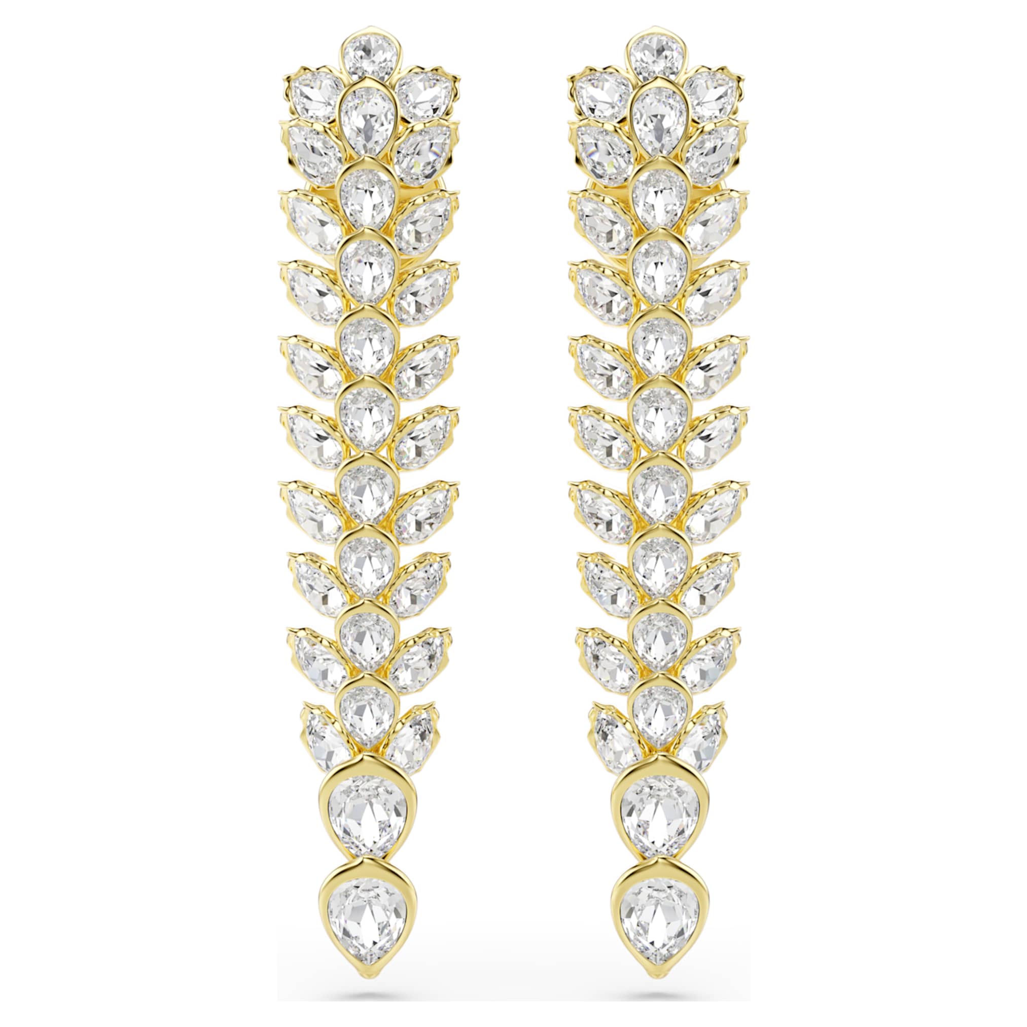 Swarovski Idyllia drop earrings Mixed cuts, Long, White, 18K gold finish