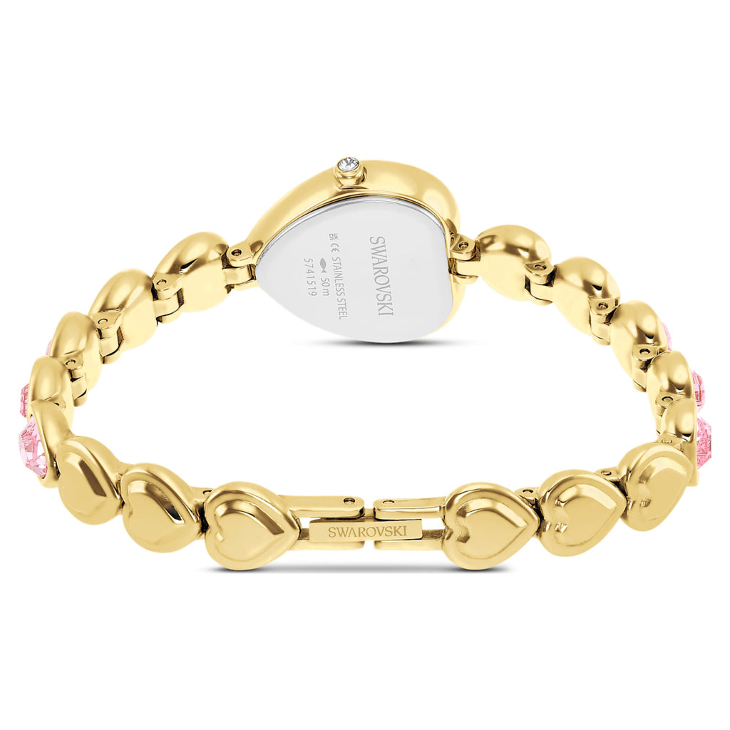 Swarovski Idyllia Heart watch Crystal bracelet, Pink, Gold-tone finish