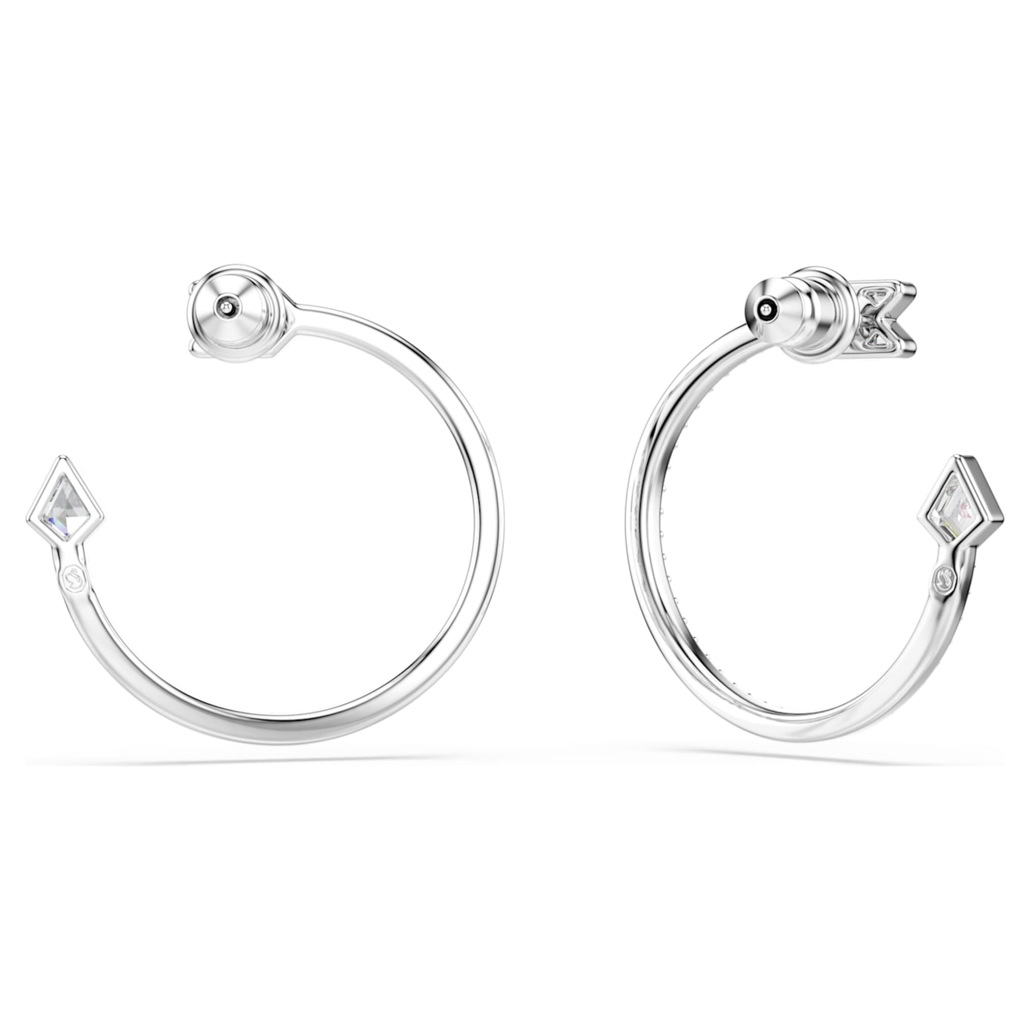 Swarovski Idyllia hoop earrings Mixed cuts, Arrow, White, Rhodium plated