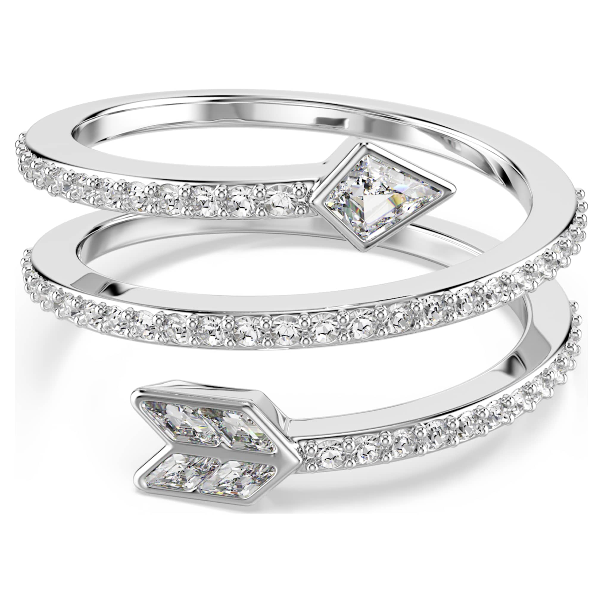 Swarovski Idyllia motif ring Mixed cuts, Arrow, White, Rhodium plated