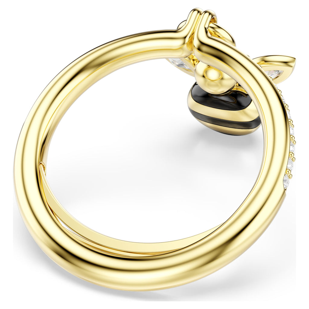 Swarovski Idyllia motif ring Mixed cuts, Bee, Multicolored, 18K gold finish